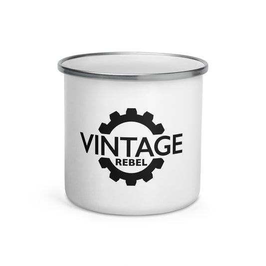 Vintage Rebel enamel mug white