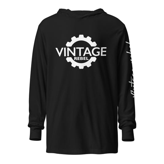 Vintage Rebel hooded long sleeve tee black